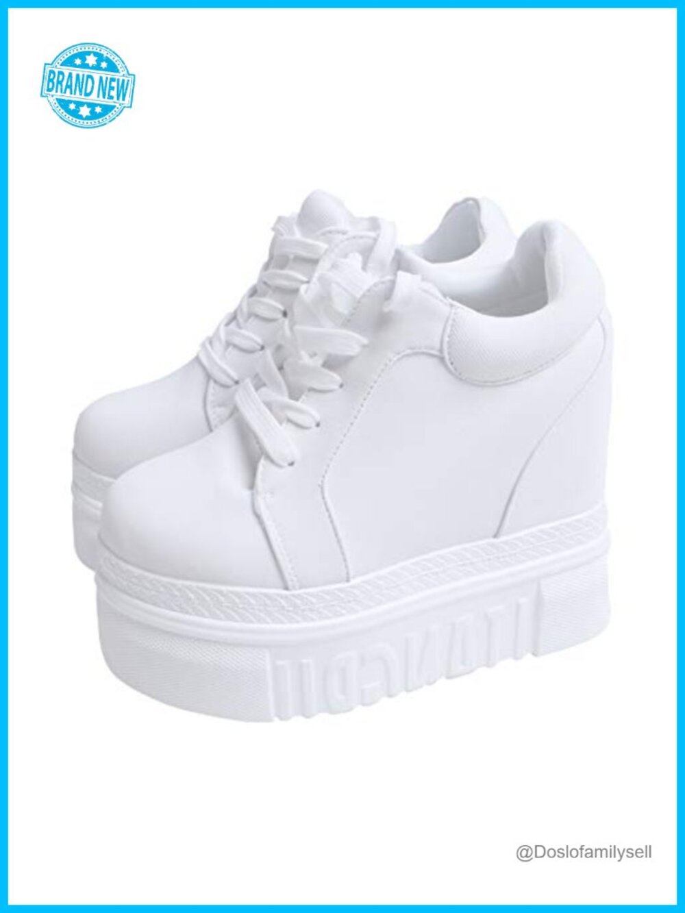 Canvas Platform Sneakers High Hidden Heel Wedge Walking Shoes Bridal Wedding